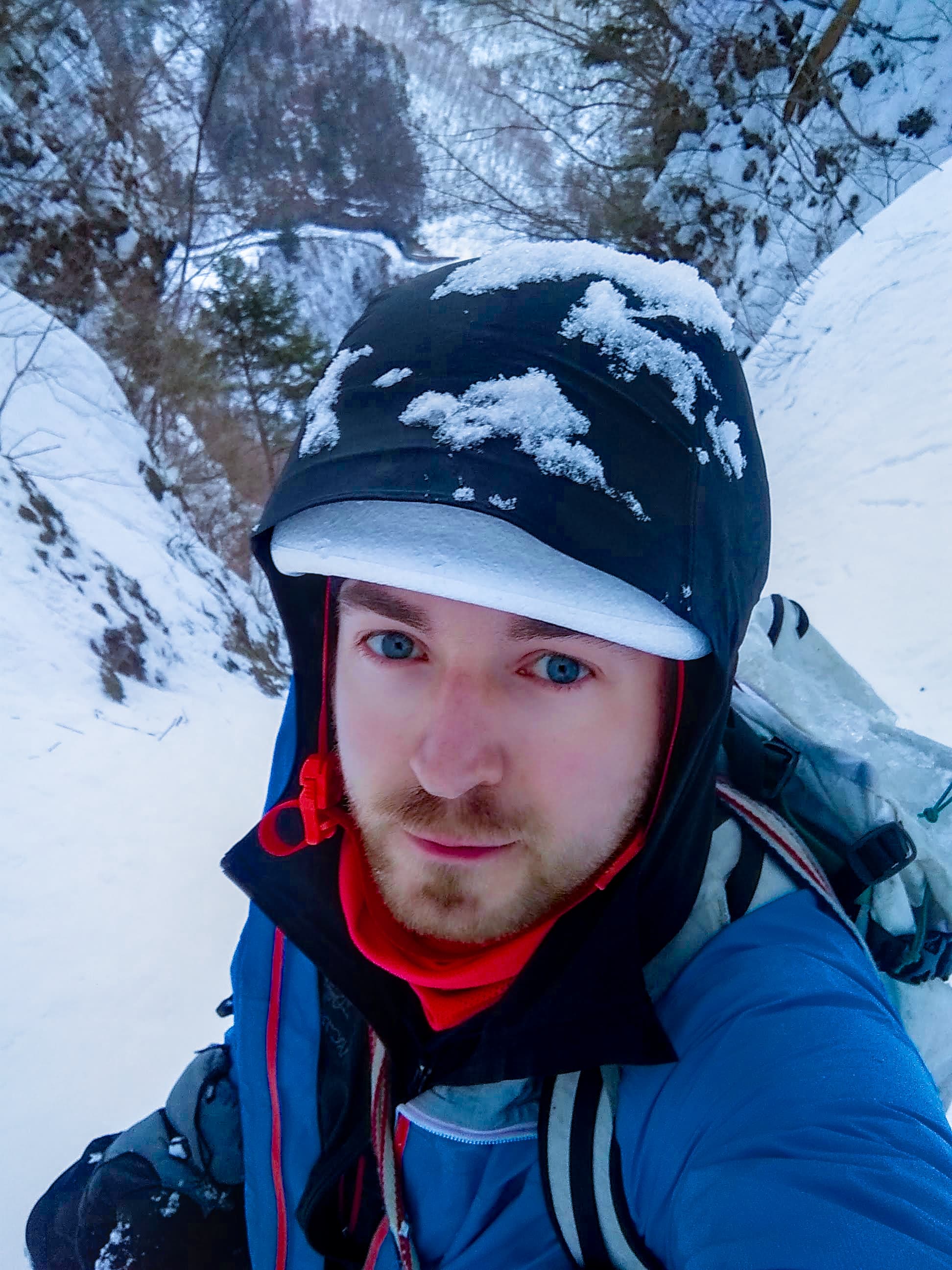 Exiting on the snow slopes above Cobra